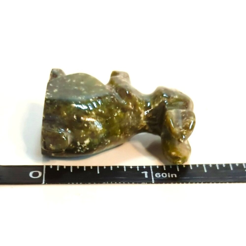 Carved Stone Rabbit Figurine Green Brown Speckled Bunny Collectible Small - Picture 6 of 6